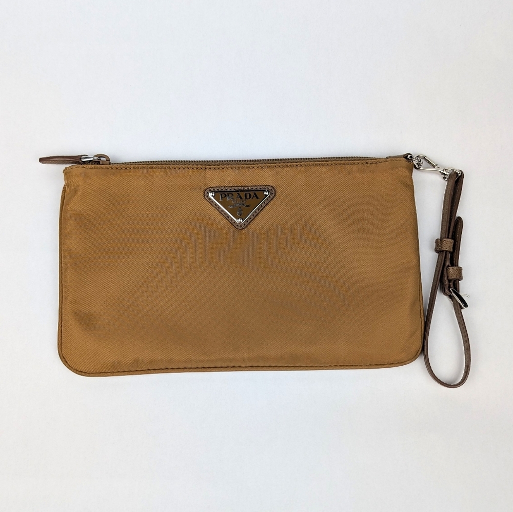 PRADA - Brown Tessuto Clutch Pouch Wristlet